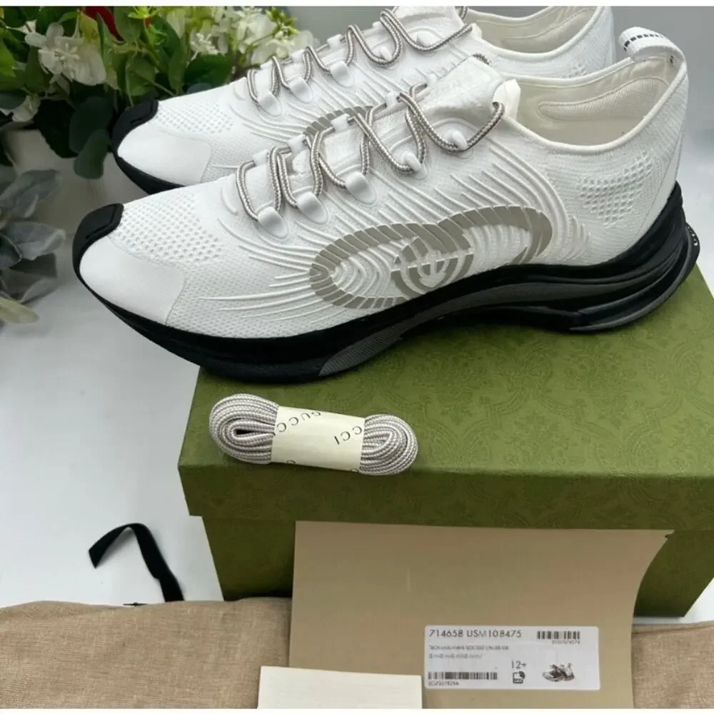 Men's Gucci run white/gray/black sneakers size 12.5 made in Italy